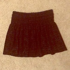 Black burnout velvet skirt with elastic waist